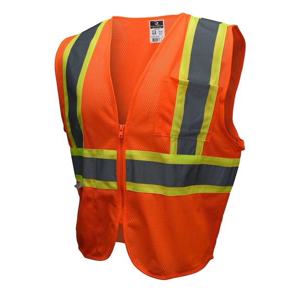 Radians Unisex Safety Vest, Orange, L, 100% Polyester Mesh, Zipper Closure Closure, L - SV22-2ZOM-L