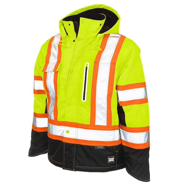 Tough Duck Hi-Vis Safety Jacket, 300D Ripstop, 100% Polyester, Class 3 Type R, Green, XLT - S24541