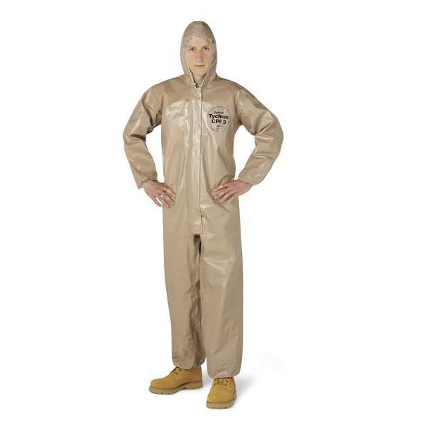 Dupont Chemical Resistant Coverall, Hooded, 2XL, Tychem(R) 5000, Zipper, Elastic Cuff, Elastic Ankle - C3127TTN2X000600