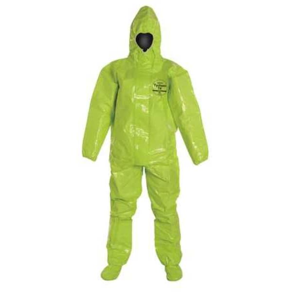 Dupont Chemical Resistant Coverall, Hooded, XL, Tychem(R) 10000, Zipper, Elastic Cuff, Taped Seam, 2 PK - TK128TLYXL000200