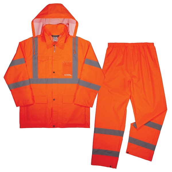 Ergodyne Lightweight HV Rain Suit, Orange, Size L - 8376K