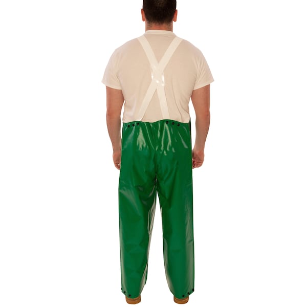 Tingley Flame-Resistant Rain Bib Overall, PVC, 32 in Inseam, 56 in to 58 in Waist, 17 mil Thickness, Green - O41008