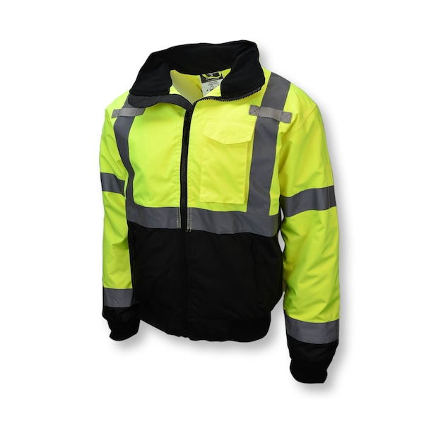 Radians Hi-Vis 2-in-1 Bomber Jacket, 100% Polyester Oxford, 300D, DWR Coated, Hi-Vis Green / Black, 5XL - SJ110B-3ZGS-5X