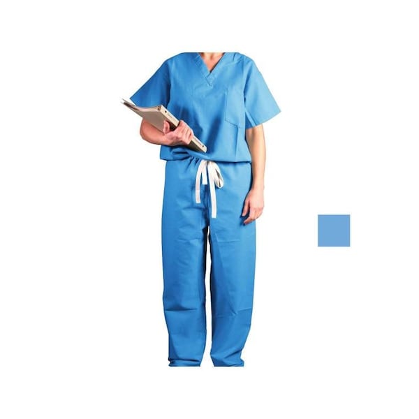 Medline Encore Unisex Reversible Scrub Pants with Drawstring Waist, Small, Ceil - 700PTHS-CM