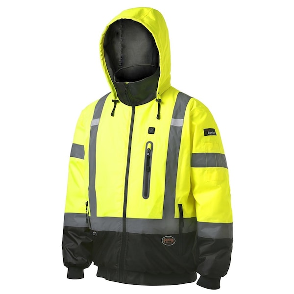 Pioneer High Visibility Waterproof Heated Bomber Jacket, Polyester, Yellow, M - V1210160U-M