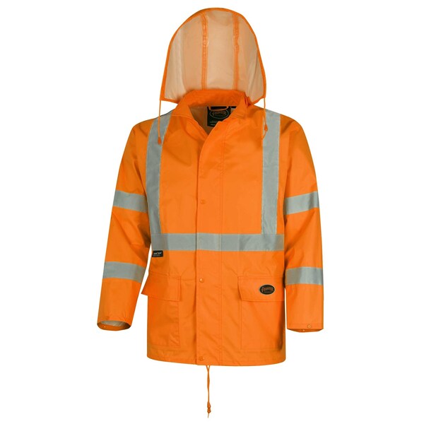 Pioneer Oxford PVC Hi Viz Rain Suit, Orange, 2XL, 150 Denier Oxford Polyester with PU Backing|Polyester, 2XL - V1080350U-2XL