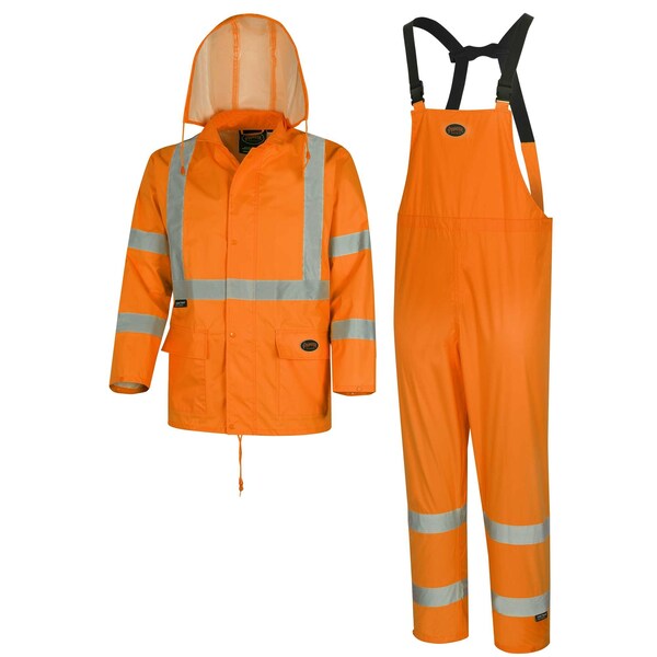 Pioneer Oxford PVC Hi Viz Rain Suit, Orange, 2XL, 150 Denier Oxford Polyester with PU Backing|Polyester, 2XL - V1080350U-2XL