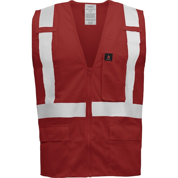 Ironwear Hi-Vis Safety Vest M , Zipper 5 Pockets - 1284-RZ-RD-MD