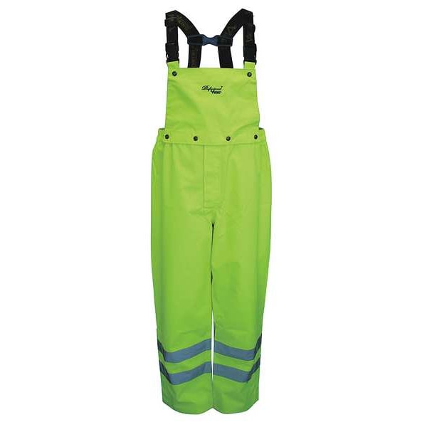 Viking Hi-Visibility Rain Bib Pants, Polyester, 32 1/2 in Inseam, 39 in Waist, 0.40mm Thickness, XL - D6329PG-XL