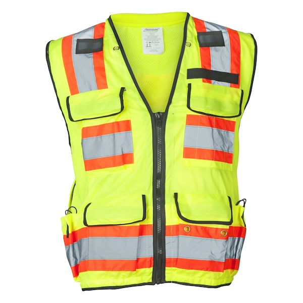 Ironwear Hi-Vis FR Surveyor Safety Vest L Class 2 , Zipper 12 Pockets - 1278FR-LZ-RD-LG