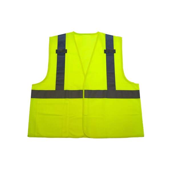 Azusa Safety Economy Hi-Vis ANSI/ISEA Type R Class 2 Mesh Vest w/2" Reflective Tape & 2 Pockets, M - SVGZ2