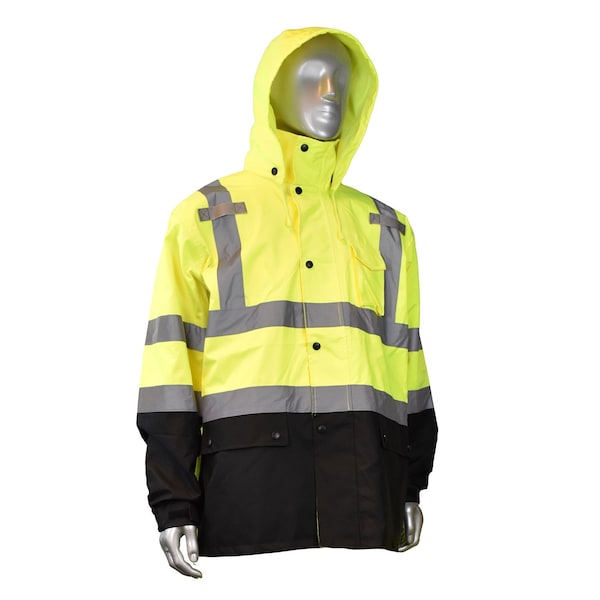 Radians Hi-Vis Rain Jacket, Oxford, Class Type R Class 3 Hi-Vis Green, 3XL - RW30-3Z1Y-3X
