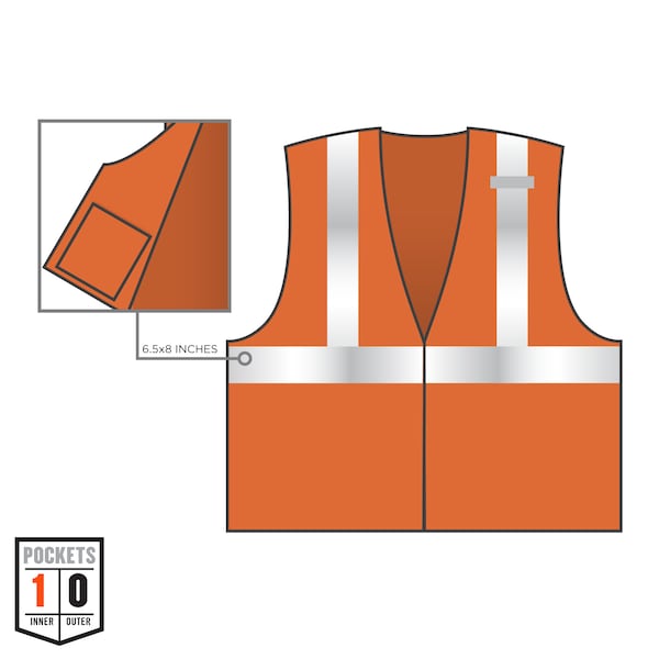 Ergodyne 3XL Orange Economy Breakaway Mesh Vest Class 2 - Single Vest - 8215BA-S
