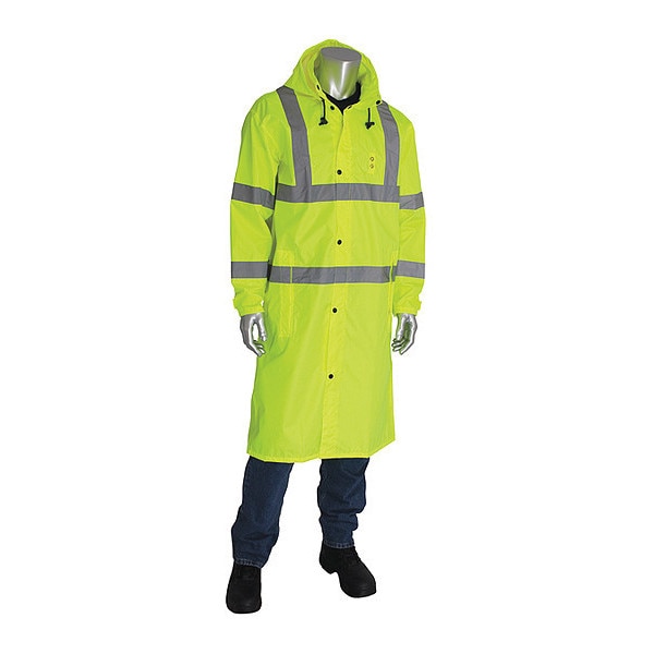 Pip Hi-Visibility Rain Coat, Lime Yllw, 4XL, Polyester, Hi-Vis Yellow, 4XL - 353-1048-LY/4X