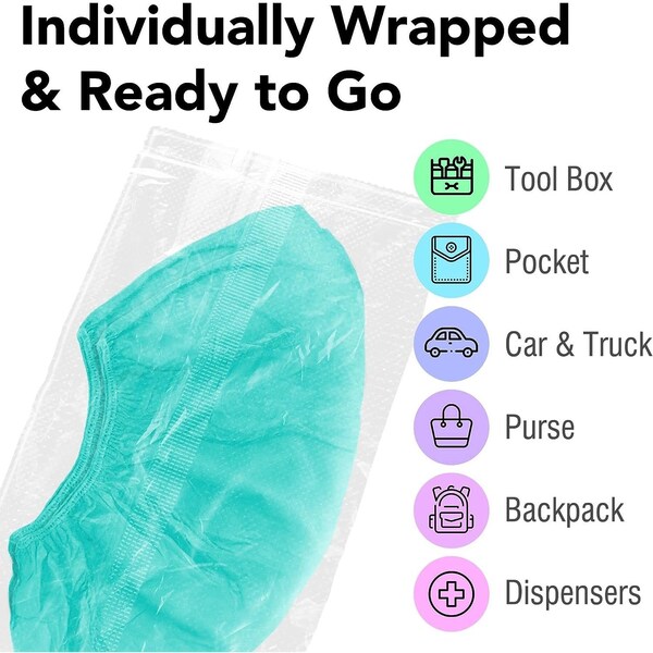 Wecare Protective Shoe Covers, Individually wrapped, 25 Pairs, Green, 25PK - WMN100151