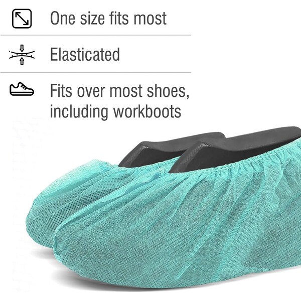 Wecare Protective Shoe Covers, Individually wrapped, 25 Pairs, Green, 25PK - WMN100151