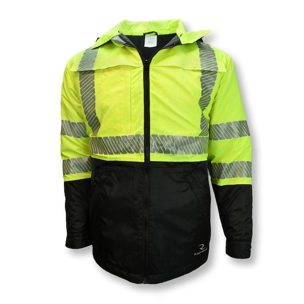 Radians Hi-Vis Rain Jacket, Ripstop, Class Type R Class 3 Hi-Vis Green, L - SJ04-3SGR-L