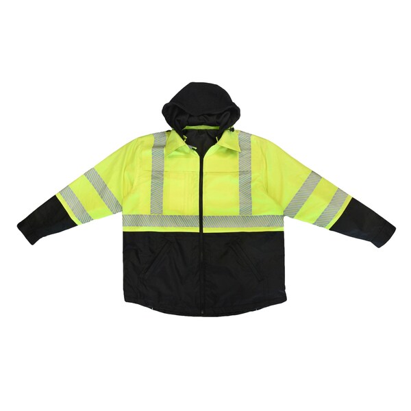 Radians Hi-Vis Rain Jacket, Ripstop, Class Type R Class 3 Hi-Vis Green, L - SJ04-3SGR-L