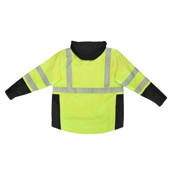 Radians Hi-Vis Rain Jacket, Ripstop, Class Type R Class 3 Hi-Vis Green, L - SJ04-3SGR-L