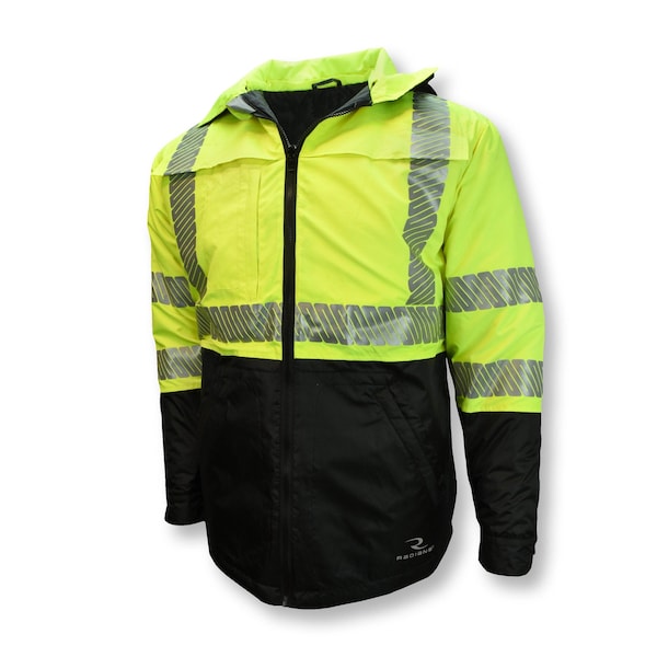 Radians Hi-Vis Rain Jacket, Ripstop, Class Type R Class 3 Hi-Vis Green, L - SJ04-3SGR-L