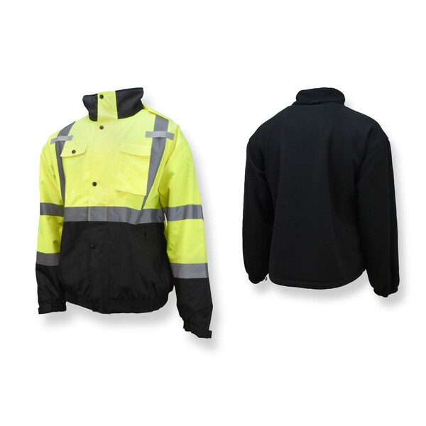 Radians Hi-Vis 3-in-1 Bomber Jacket, Ripstop Polyester, Class Type R Class 3 Hi-Vis Green / Black, 4XL - SJ320B-3ZGS-4X