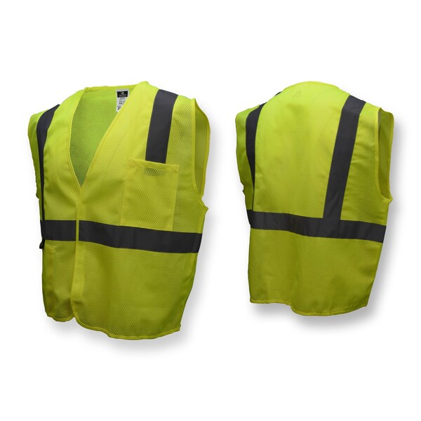 Radians Hi-Vis Economy Safety Vest 4XL Class 2 U-Block Back, , Hook and Loop - SV2GM4X