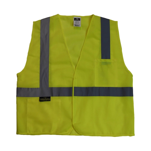 Radians Hi-Vis Economy Safety Vest 4XL Class 2 U-Block Back, , Hook and Loop - SV2GM4X
