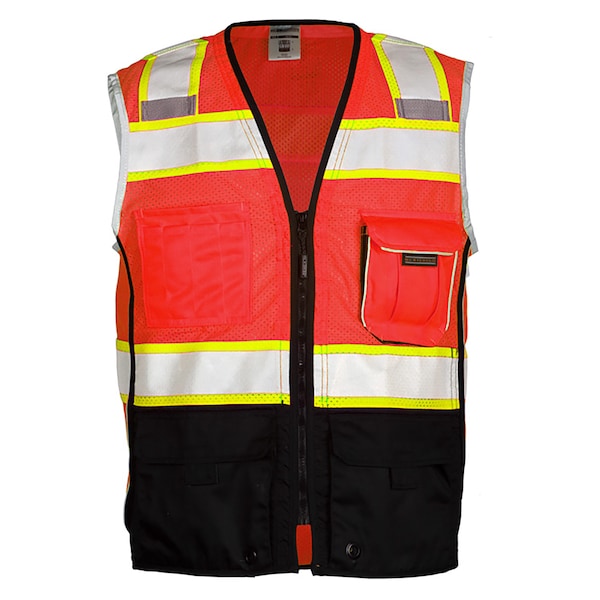 Kishigo XL, Fluorescent Red Premium Black Series Black Bottom Vest - 1715-XL