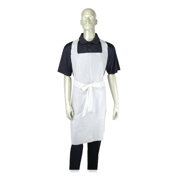Amercareroyal Heavyweight Poly Aprons, 28 x 46, 1.77 mil, One Size Fits All, White, 500PK - RPA20HW