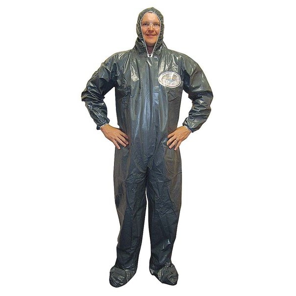 International Enviroguard Disposable Coverall, Hooded, 2XL, Pyroguard(R) CRFR, Zipper, Elastic Cuff, Attached Boots Ankle - 9119T-2XL