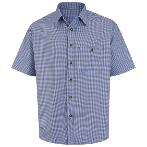 Red Kap Mns Ss Blue/Cream Mini Plaid Shirt, M - SP84WB SS M