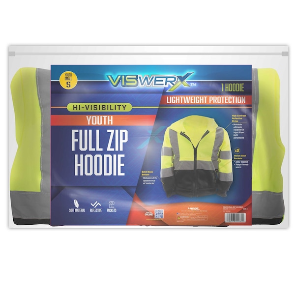 Viswerx Hi-Vis Full Zip Hoodie Childrens SM - 127-22081