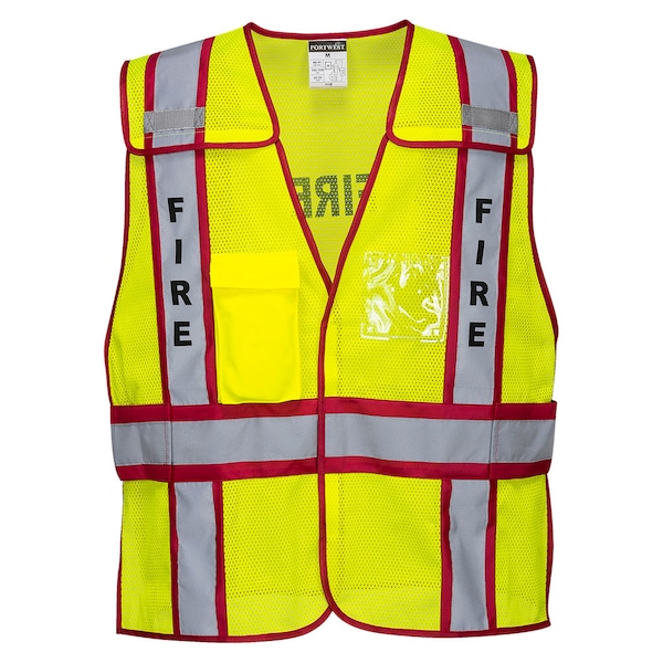 Portwest Hi-Vis Public Safety Vest 2XL, 4XL Class Class 2 , Hook and Loop 2 Mic Tab - US387