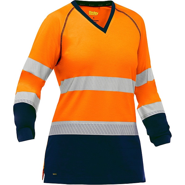Bisley High-Visibility Shirt, Women's, V-Neck - 313W6118T-ON/M
