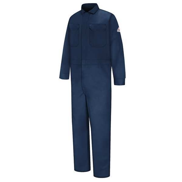 Bulwark Coverall, 11 cal/sq cm ATPV, XL, 30 1/2 in Inseam, 100% Cotton, Zipper - CED2NV RG 46