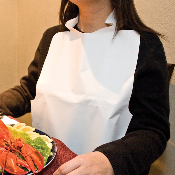 Neatgards Neatgards Low Density Poly Embossed 15.5"x20" Adult White Bib, PK500 - 303578501
