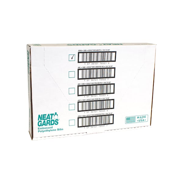 Neatgards Neatgards Low Density Poly Embossed 15.5"x20" Adult White Bib, PK500 - 303578501