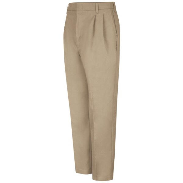 Red Kap Men's Men's Pleated Twill Pant, 44 in, Khaki, 64% Polyester/35% Cotton - PT38KH 44 32