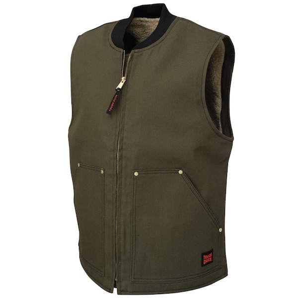 Tough Duck Duck Sherpa Lined Vest, Olive - WV061