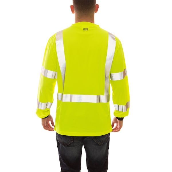 Tingley Job Sight Class 3 Black Front T-Shir, Birds Eye Polyester, Fluorescent Yellow-Green - S75622