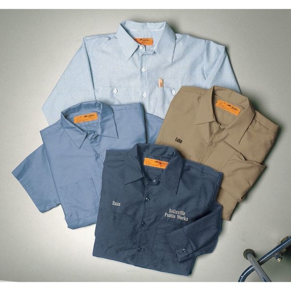 Vf Workwear Men's Short Sleeve Work Shirt, Cotton/Polyester, Button Closure, Navy - SP24NV SS L