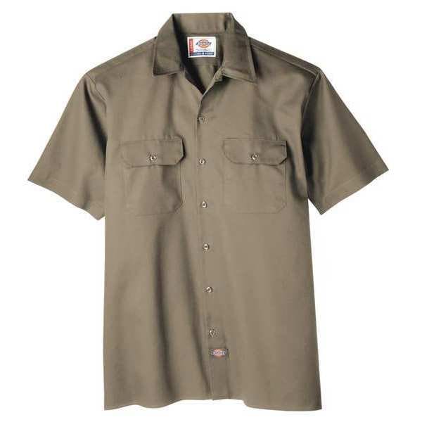Dickies Men's Short Sleeve Work Shirt, Cotton/Polyester, Button Closure, Tan - 2574KH RG M