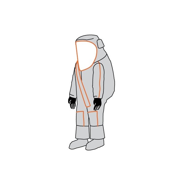 Kappler Frontline 500 NFPA 1990 1991 Certified Vapor Total Encapsulating Suit, Front Entry, Silver, 4X - F5H582SI--4X91