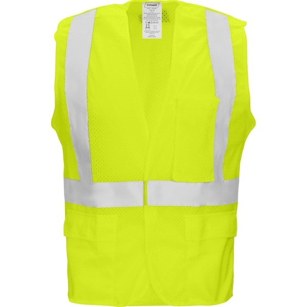 Ironwear Hi-Vis Safety Vest 4XL Class 2 , Hook & Loop 5 Pockets - 1284BRK-L-4XL