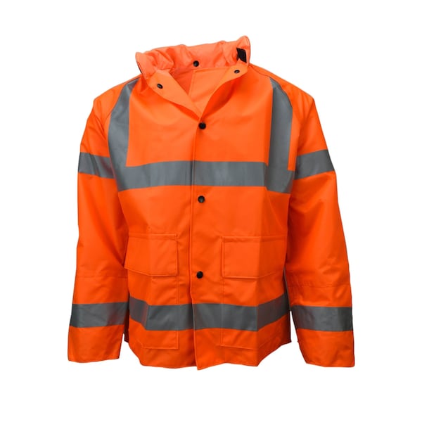 Neese Hi-Vis Jacket, Polyurethane on Nylon, Class Class 3 Fluorescent Orange, 3XL - 29092-00-2-FOR-3X