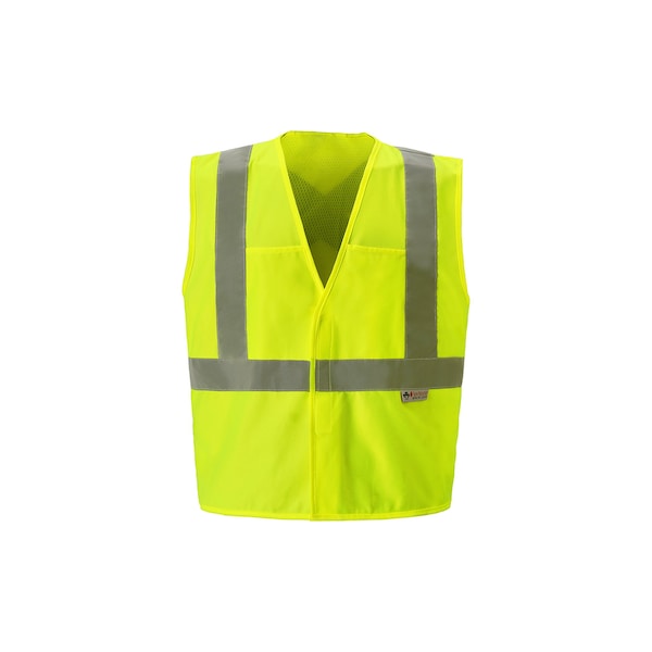 2W International Hi-Vis FR Safety Vest 2XL Class 2 X Back, , Zipper 4 Pockets - FR150C-2 2XL