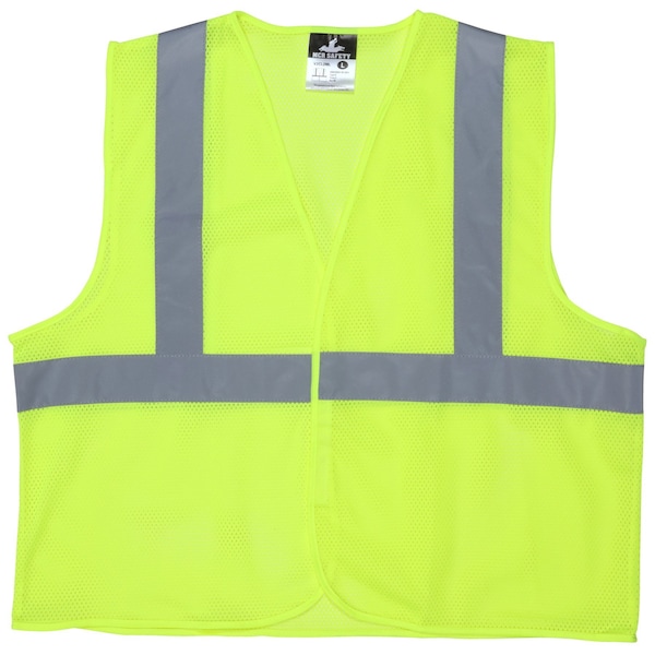 Mcr Safety Hi-Vis Economy Safety Vest S Class 2 , Hook & Loop 0 Pockets - V2CL2MLS