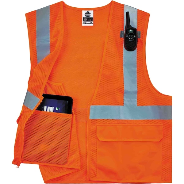 Ergodyne Vest, 8220Z, 4X/5X, Orange - 8220Z