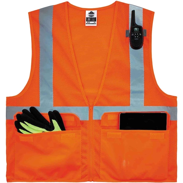 Ergodyne Vest, 8220Z, 4X/5X, Orange - 8220Z