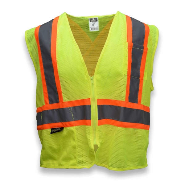Radians Two-Tone Safety Vest Xl Class 2 X Back, , Zipper Closure 2 Pockets - SV22X-2ZGM-XL